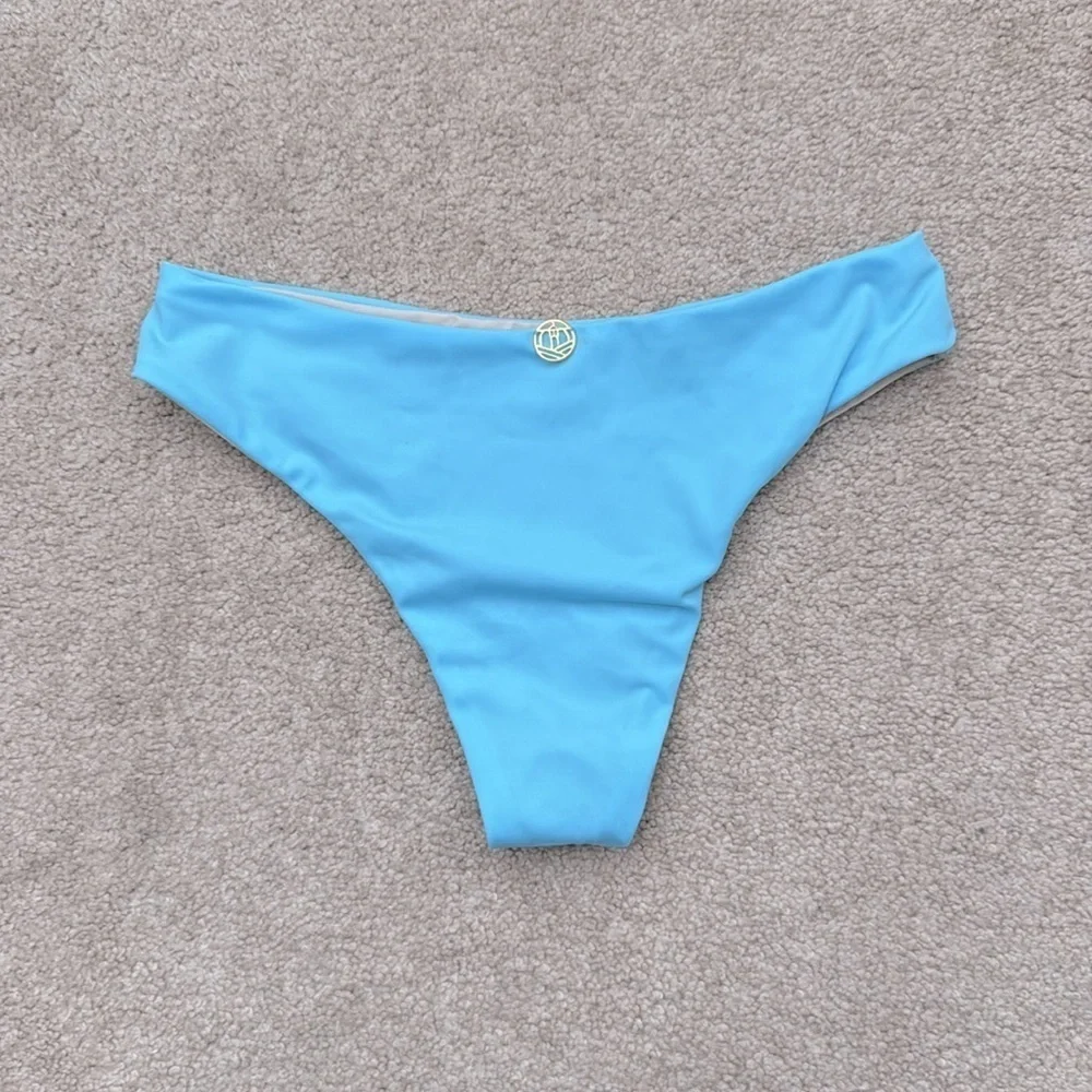 NWOT Bahia Maria Low Rise Cheeky Sofia Light Blue Bikini Bottom Size Large